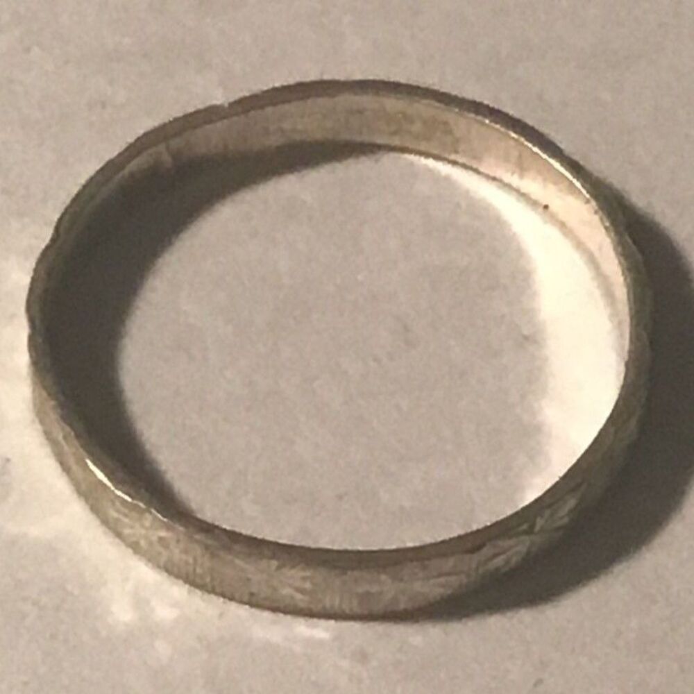 Vintage Sterling Silver Etched Floral Scroll Wedding Band Ring 925 Size 6.5